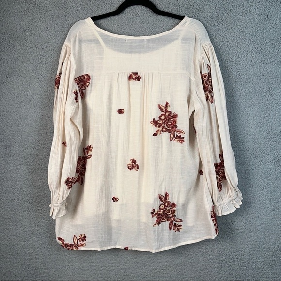 Figueroa & Flower Top Women XL Cream Floral Embroidered Country Boho Feminine - Picture 3 of 10